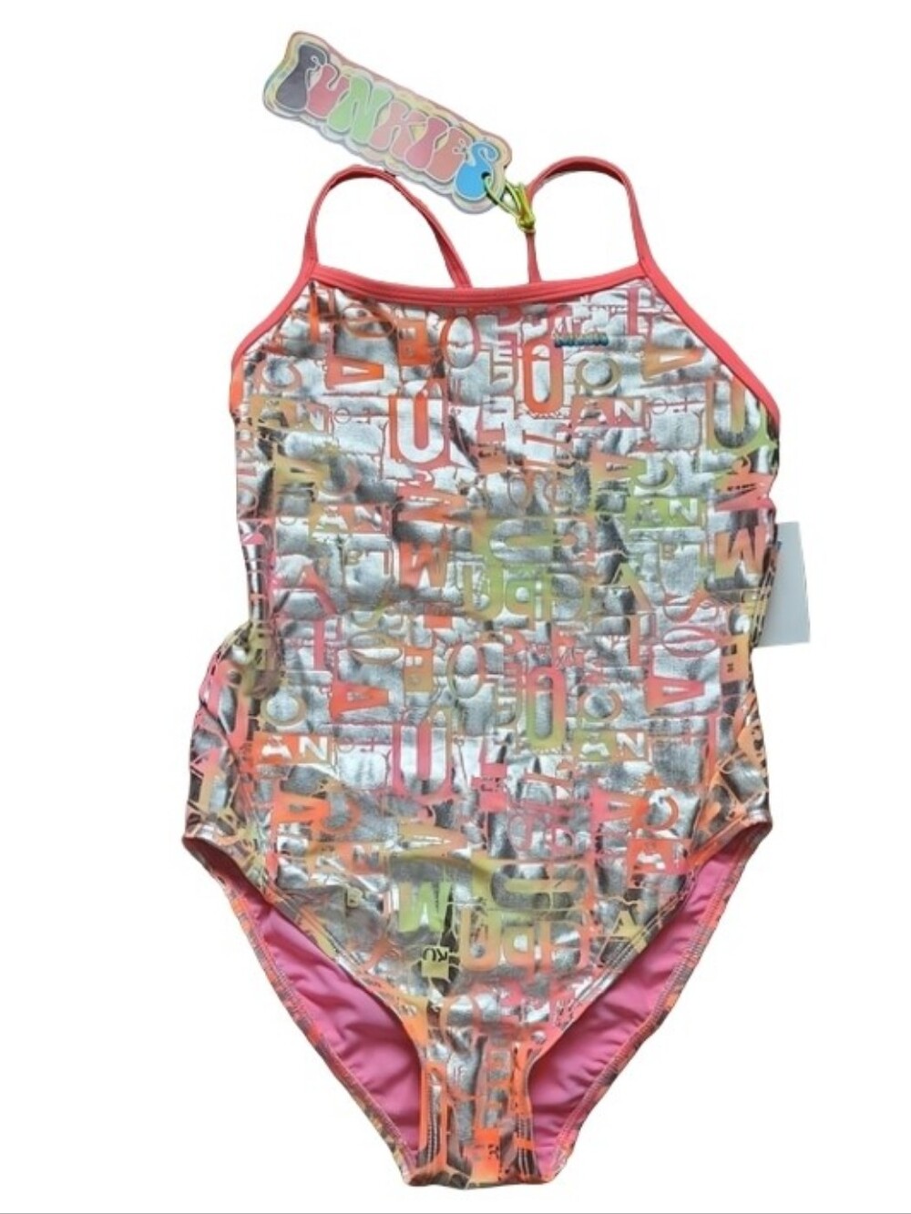 NWT The Finals Funkies Wordplay One Piece Swimsuit‎ XL/40 Graphic Print Beach